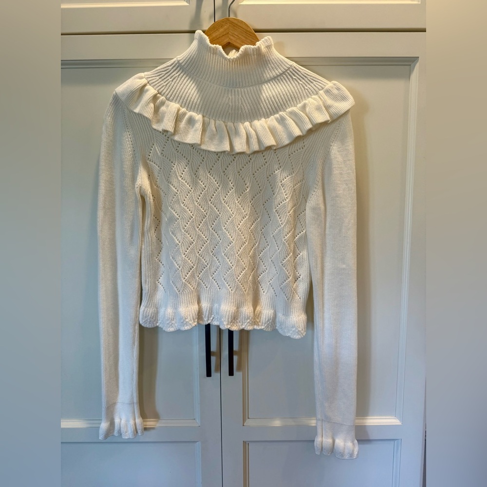 Elegant cream by French Connection Ruffled Turtleneck Sweater